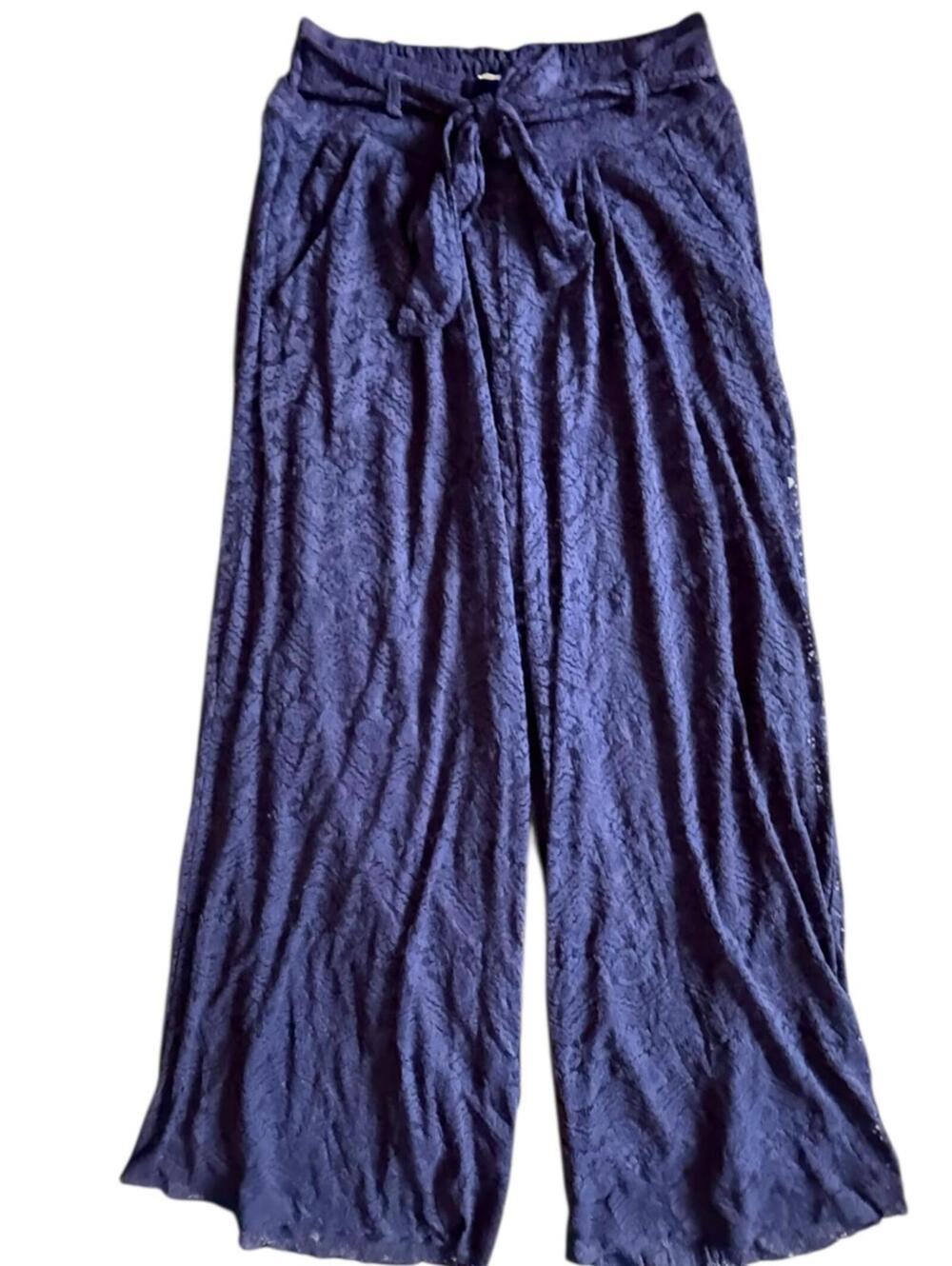 Velzera Navy Lace Palazzo Pants Boho Resort Wear NWT Free Size - fits like Med.